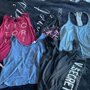 Lot of 5- VS Pink UA SIZE M/L all with UNIQUE DESIGN AND BACK